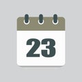 Vector icon calendar day number 23, 23th day month