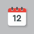 Vector icon calendar day number 12, 12th day month