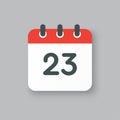 Vector icon calendar day number 23, 23th day month