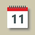 Vector icon calendar day number 11, 11th day month