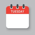 Vector icon calendar page, days of week Tuesday Royalty Free Stock Photo