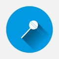 Vector icon of candy on a stick on blue background. Flat image with long shadow Royalty Free Stock Photo