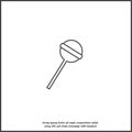 Vector icon of candy on a stick on white isolated background. Layers grouped for easy editing illustration.