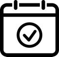 Vector icon of checkmark on tear-off calendar as reminder of event