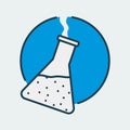 Vector icon of a chemical flask. It represents laboratory research, scientific discoveries and medical studies