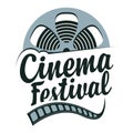 Vector cinema festival poster with film strip reel Royalty Free Stock Photo