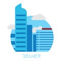 Vector icon of the city of Denver on white isolated background Royalty Free Stock Photo