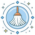 Vector icon of a cleaning mop inside a circle with sparkles, symbol of cleanliness and housework Royalty Free Stock Photo