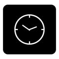Vector icon of clock face. Vector white illustration on black ba Royalty Free Stock Photo