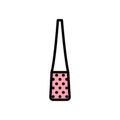 Vector icon closed eyeliner bottle with black stroke, pink fill and circles texture