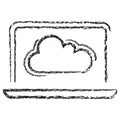 Vector icon of a cloud symbol inside a laptop screen Royalty Free Stock Photo