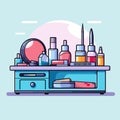 Vector icon of a cluttered table with a variety of items neatly arranged for a flat vector icon design Royalty Free Stock Photo