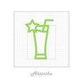Vector icon of cocktail Absinthe with modular grid.