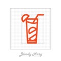 Vector icon of cocktail Bloody mary with modular grid.