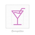 Vector icon of cocktail cosmopolitan with modular grid.