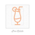 Vector icon of cocktail with modular grid. Pina Colada