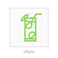 Vector icon of cocktail Mojito with modular grid.