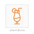 Vector icon of cocktail Tequila sunrise with modular grid.