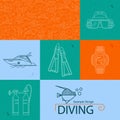 Vector icon collection diving