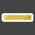 Vector icon colored sticker of brown ruler. Metric system. Sch