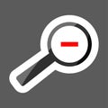 Vector icon colored sticker magnifying glass, zoom on illustrat