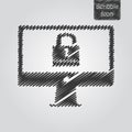 Vector icon of computer lock icon in scribble style