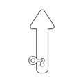 Vector icon concept of arrow down with key into keyhole Royalty Free Stock Photo