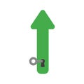 Vector icon concept of arrow moving down with key into keyhole Royalty Free Stock Photo