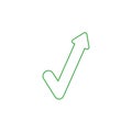 Vector icon concept of check mark with arrow pointing up