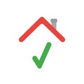 Vector icon concept of check mark under house roof Royalty Free Stock Photo