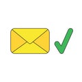 Vector icon concept of closed envelope with check mark Royalty Free Stock Photo