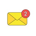 Vector icon concept of closed envelope with number two Royalty Free Stock Photo