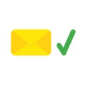 Vector icon concept of closed mail envelope with check mark Royalty Free Stock Photo