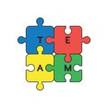 Vector icon concept of connected team jigsaw puzzle pieces Royalty Free Stock Photo