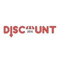 Vector icon concept of discount word with arrow down and percent 20 under shop store roof Royalty Free Stock Photo
