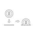 Vector icon concept of dollar coin inside moneybox hole Royalty Free Stock Photo