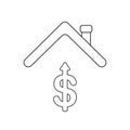 Vector icon concept of dollar symbol arrow up under house roof