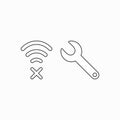 Vector icon concept of fix wifi connection problem and spanner Royalty Free Stock Photo