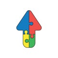 Vector icon concept of four connected arrow jigsaw puzzle pieces up