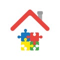 Vector icon concept of four connected jigsaw puzzle pieces under Royalty Free Stock Photo