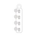 Vector icon concept of four keys into four keyholes and unlock padlock. Color outlines Royalty Free Stock Photo