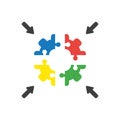 Vector icon concept of four part jigsaw puzzle gear pieces connecting Royalty Free Stock Photo