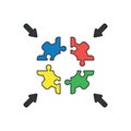 Vector icon concept of four part jigsaw puzzle gear pieces connect Royalty Free Stock Photo