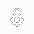 Vector icon concept of gear shaped opened padlock