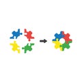 Vector icon concept of gear shaped puzzle pieces connect Royalty Free Stock Photo