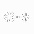 Vector icon concept of gear shaped puzzle pieces connecting Royalty Free Stock Photo