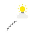 Vector icon concept of glowing light bulb on cloud with stairs Royalty Free Stock Photo