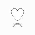 Vector icon concept of heart with sulking mouth