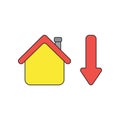 Vector icon concept of house with arrow down Royalty Free Stock Photo
