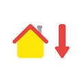 Vector icon concept of house with arrow moving down Royalty Free Stock Photo